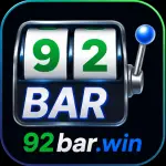 92BAR Game featured image showing a modern slot machine icon with glowing blue neon effects, bold 92BAR text, gaming-themed design, and a dark background representing an online gaming platform.