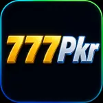 777Pkr Game featured image with a modern black background, glowing blue and green border, and stylish 3D gold and silver text displaying 777Pkr.