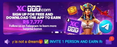 XC777 Game account dashboard with games, promotions, and navigation menu on Android